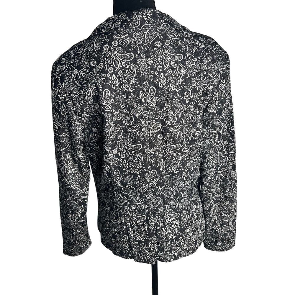 QVC Isaac Mizrahi Live! Super Stretch Woven Jacquard Blazer NWOT BLACK SIZE 10 - Picture 2 of 9